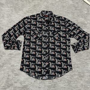 Rock & Roll Denim Shirt Mens XL Western Cactus Cowboy Pearl Snap Rodeo Southwest